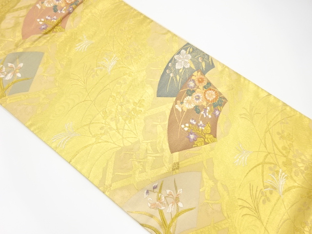 JAPANESE KIMONO / ANTIQUE FUKURO OBI / SILK / WOVEN KIKU